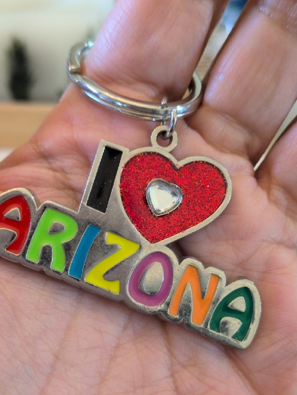 I Love Arizona Multicolor Heart Key Ring - Picture 3 of 4